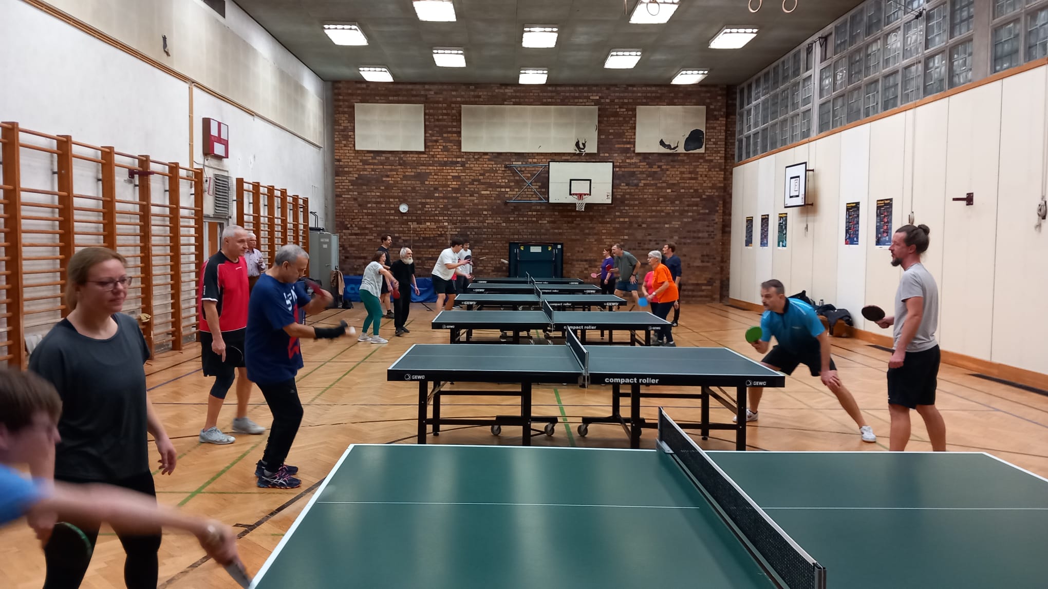 Tischtennistraining in der Sporthalle des TTV Treptow 90